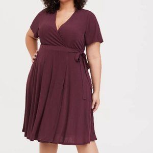 torrid | Dark Purple Textured Wrap Dress - Size 1x